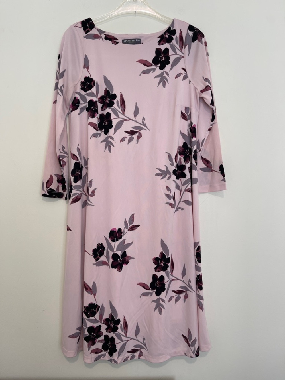 A Pea in the Pod Light Pink Floral Long Sleeve Maternity Dress, Size S